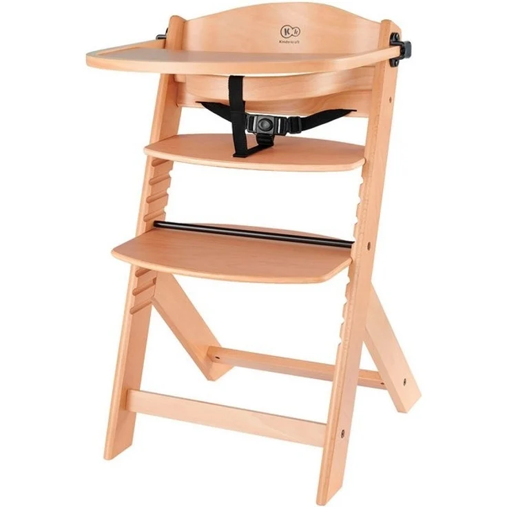Kinderkraft Kinderhochstuhl aus Holz ENOCK 3 in 1, Niedriger Stuhl, Babystuhl, Abnehmbare Schutzbügel und Gurt, Rückenlehnenverstellung, ab 6 Monaten bis 10 Jahre, Holz – Bild 4