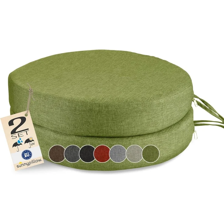 sunnypillow Stuhlkissen 2er Set Stuhlkissen Rund Ø 40 cm mit Bändern "HAVANA" – Bild 5
