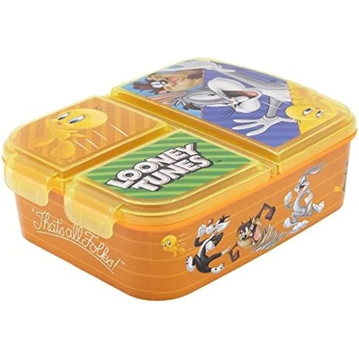 Looney Tunes Bugs Bunny Kinder Premium Brotdose Lunchbox Frühstücks-Box Vesper-Dose mit 3 Fächern