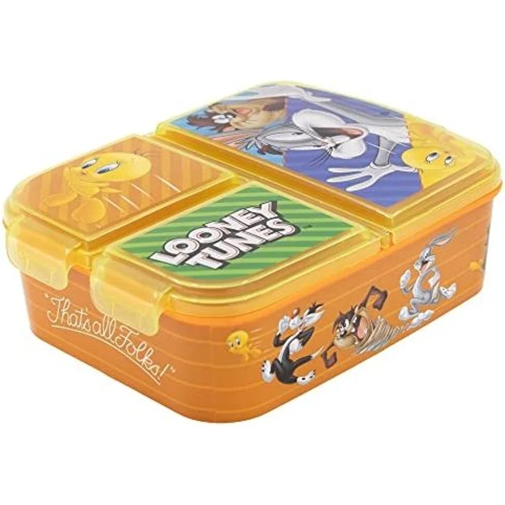Looney Tunes Bugs Bunny Kinder Premium Brotdose Lunchbox Frühstücks-Box Vesper-Dose mit 3 Fächern – Bild 1