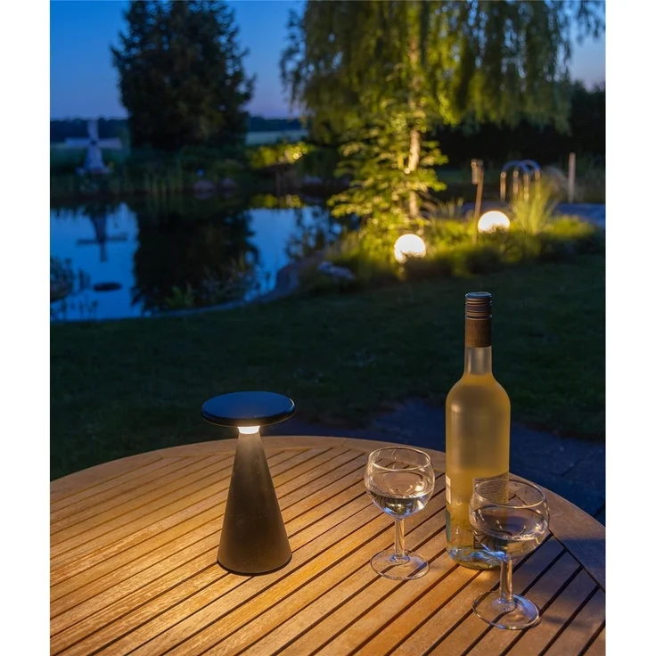 LED Solar-Tischleuchte "Foco Sol" 2700K, IP44, dimmbar, 20cm, matt schwarz – Bild 9