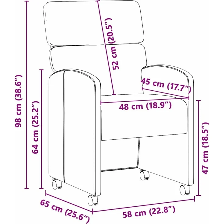 vidaXL Esszimmerstühle mit Rollen 2 pcs Creme 58 x 65 x 98 cm 42017884 – Bild 10