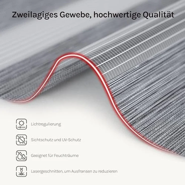 WOLTU Doppelrollo Klemmfix ohne Bohren Marmor Grau B100 x H150 cm, Duo Rollo Zebrarollo Fensterrollo Klemmrollo Seitenzugrollo Easyfix lichtdurchlässig & verdunkelnd Rollos für Fenster und Tür – Bild 5