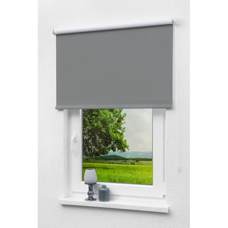 Lysel - Qualitätsrollo abdunkelnd anthrazit, (B x H) 93cm x 275cm in grau/anthrazit