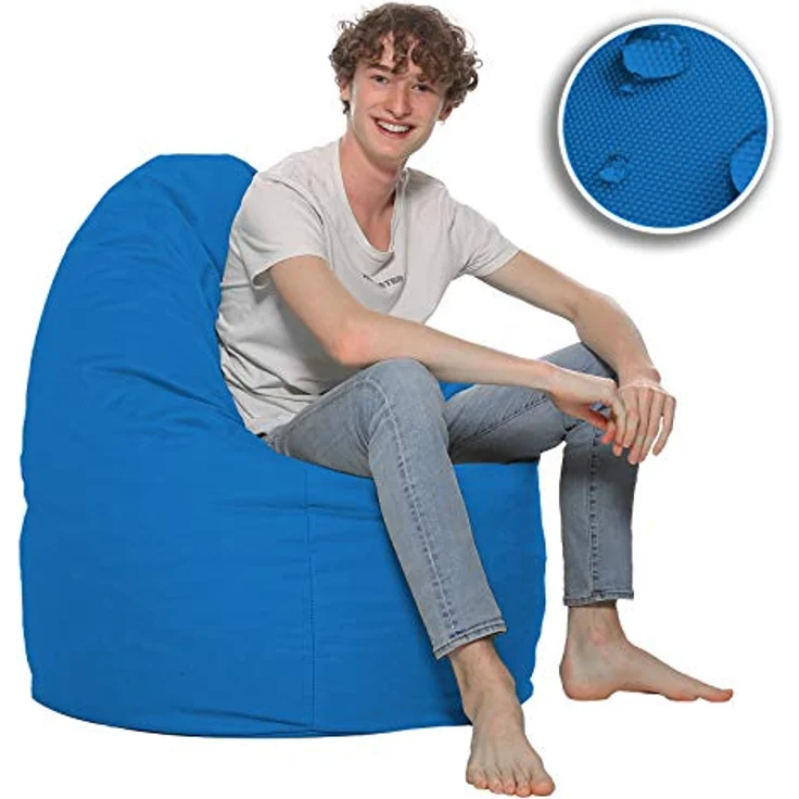 HomeIdeal - Sitzsack XXL Bodenkissen für Erwachsene & Kinder - Geeignet für Gaming oder Entspannen - Indoor wie Outdoor da er Wasserfest ist - mit EPS Perlen, Farbe:Königsblau, Größe:XXL – Bild 6