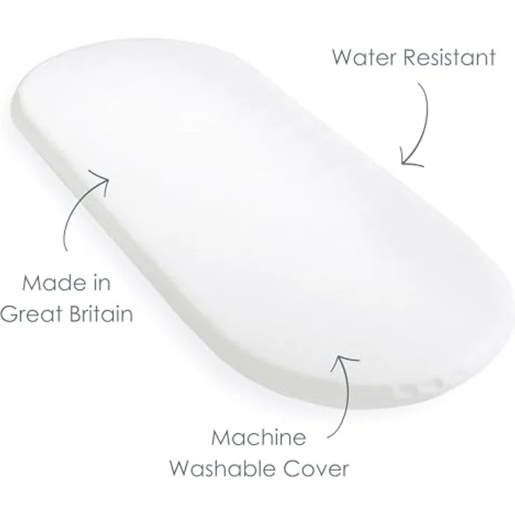 Clair de Lune Matratze für Babykörbchen/Noah Pod, Fasermatratze mit wasserdichtem Bezug, Babybett-Matratze, 74 x 28 cm – Bild 4