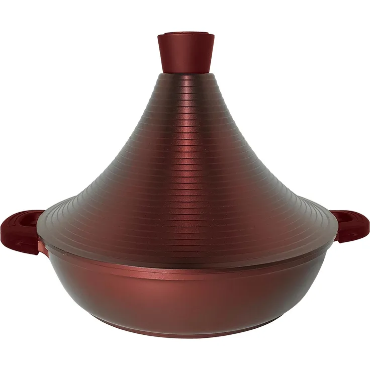 Aluguss Tajine Tagine Ø28cm Induktion Silikongriffe Gartopf Dampfgarer Bräte Burgundy