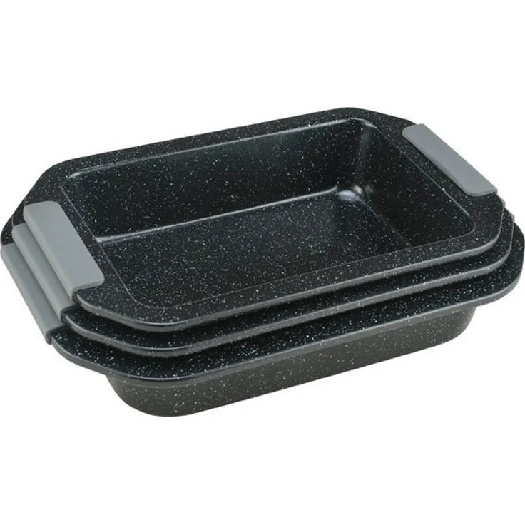 Royalty Line Auflaufform 3er Auflaufform Backform Ofenform Silikongriffe Antihaft, Stapelbar, Aluminium – Bild 2