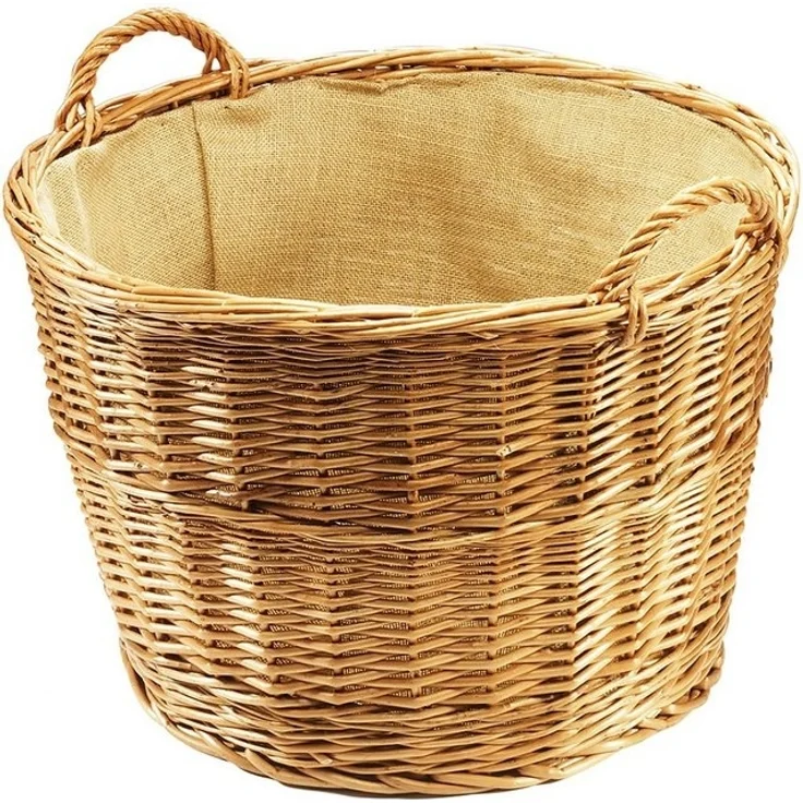 Kobolo Kaminholzkorb Holztrage rund gekochte Weide Leinen D 62 cm – Bild 4