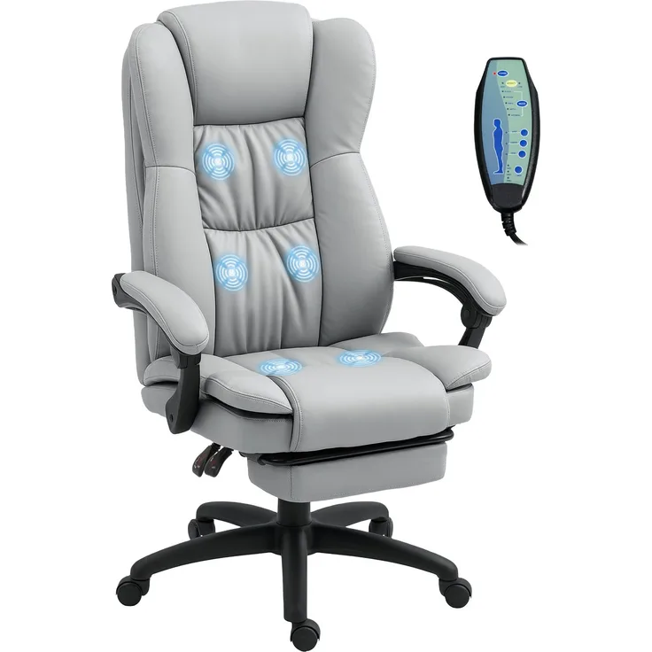 MELAYR, Bürostuhl mit Massagefunktion, Höhenverstellbar, 82 x 35 x 66 cm, Grau