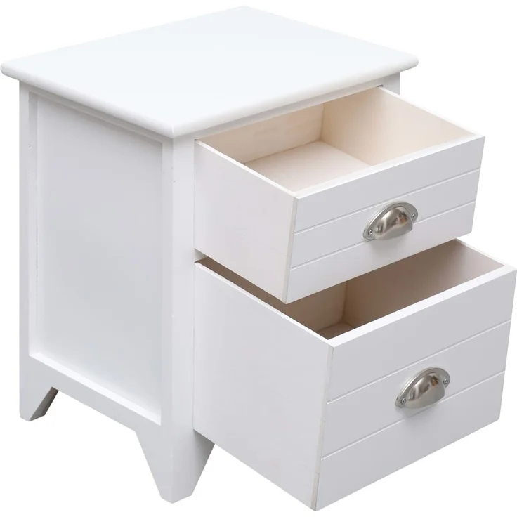 vidaXL Nachttische 2 Stk. mit 2 Schubladen Weiß 242043 – Bild 4