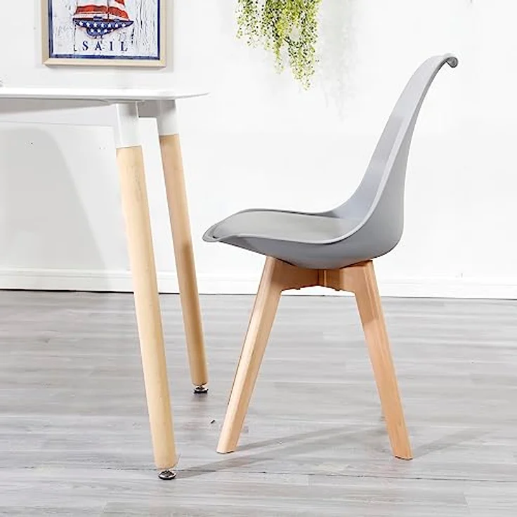 GrandCA HOME 6er-Set Esszimmerstühle, Skandinavische Stühle, Skandinavisches Design, Massivholzbeine, Ergonomisch, für Esszimmer, Wohnzimmer, Küche & Schlafzimmer (Grau,6) – Bild 8