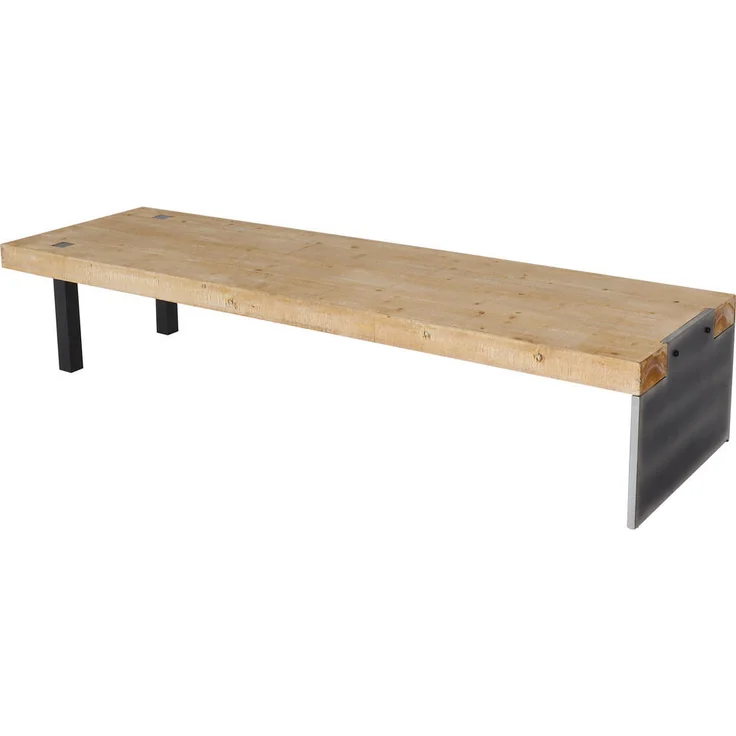 MCW Lowboard L75, Braun, Massiv-Holz aus Tanne, 200x40x60 cm, Industrie-Design, wachsbehandelte Oberfläche