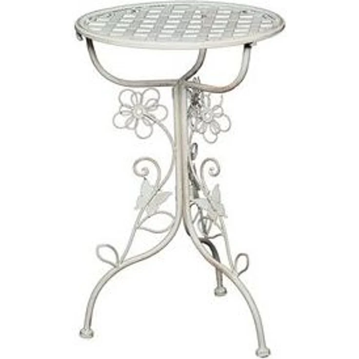 DESIGN DELIGHTS Beistelltisch VERSPIELTER BEISTELLTISCH "FLORA", Eisen, weiß, Gartentisch – Bild 4