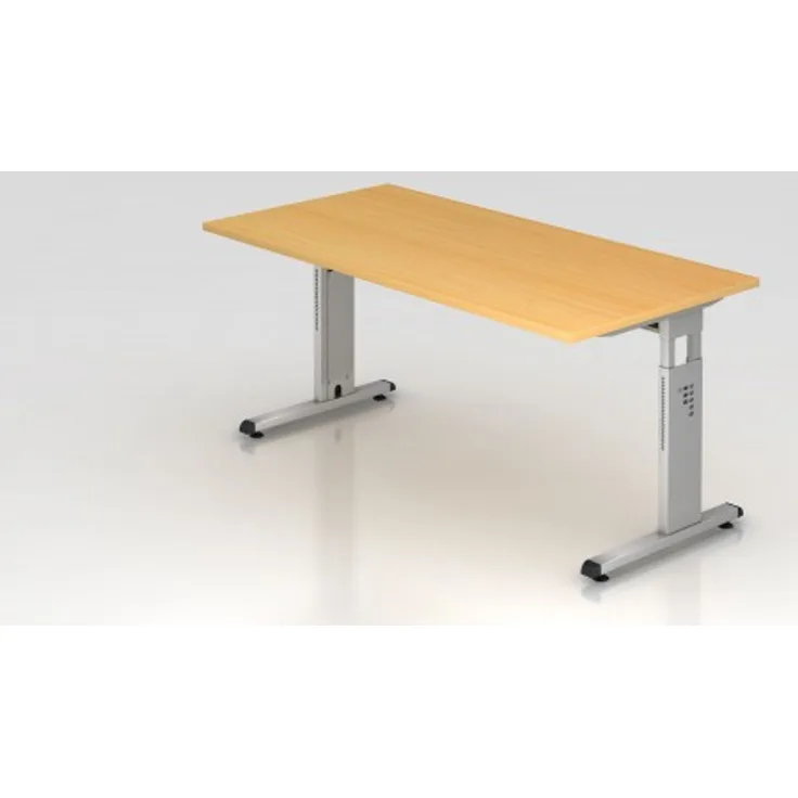 Schreibtisch OS16 C-Fuß 160x80cm Buche Gestellfarbe: Silber