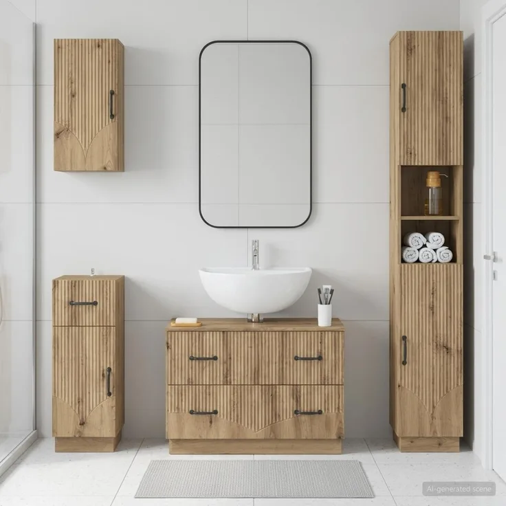 vidaXL 4-teiliges Badezimmer-Schrank-Set HOORN Artisan-Eiche 3417962