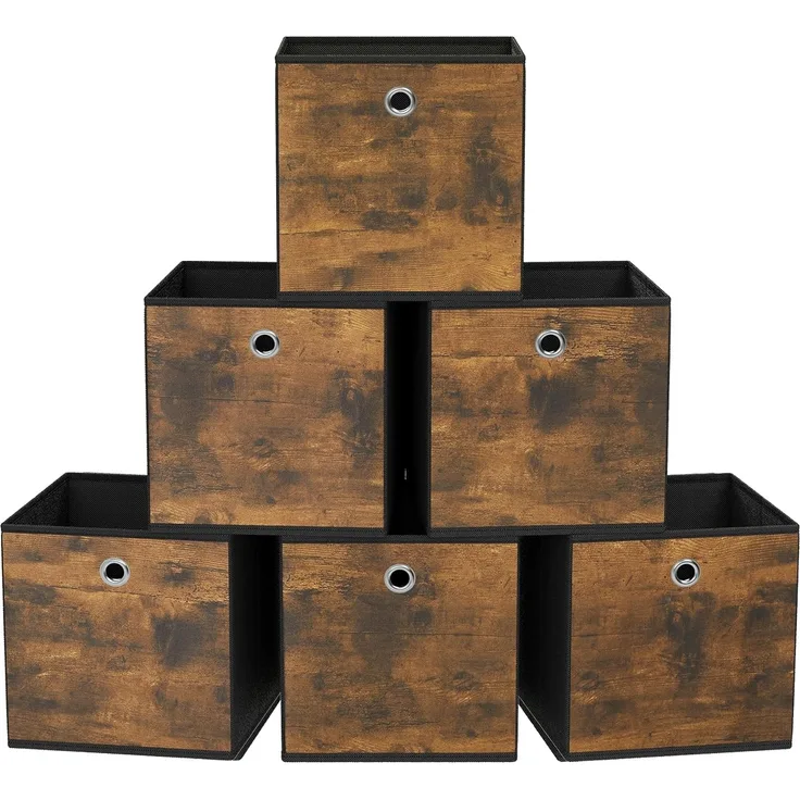 SONGMICS Aufbewahrungsbox, 6er Set, faltbar, Vliesstoff, 26 x 26 x 28 cm