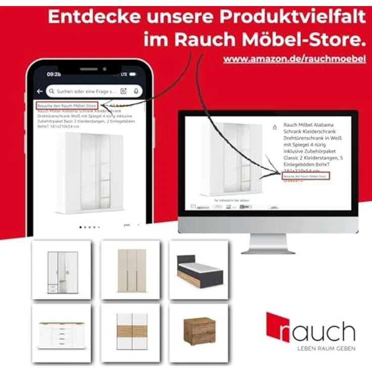 rauch Aditio Box, Kommode, 2-türig, 2 Schubladen, mit Glasfront, mit Softclose-Funktion, Farbe Weiß, BxHxT 80x100x42cm – Bild 7