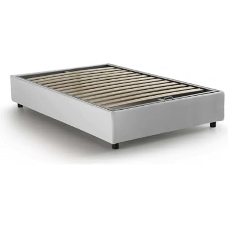Talamo Italia - Doppelbett Nicole, Bettkasten mit Stoffbezug, 100 % Made in Italy, Öffnung vorne, geeignet für Matratzen 120 x 190 cm, Weiß – Bild 3