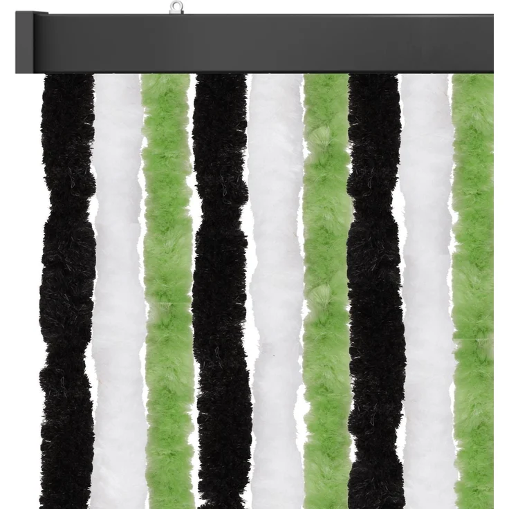Flauschvorhang 80x185 cm, 80x200 cm, 80x220cm, perfekter Insekten- und Sichtschutz für Ihre Balkon- und Terrassentür, viele Farben Unistreifen schwarz - grün - weiß 80x200 cm – Bild 1