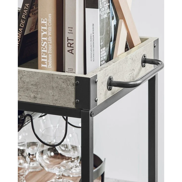 SoBuy FKW56-HG Küchenwagen, MDF, PVC-Beschichtung, Dunkelgrau, 82 x 90 x 40 cm – Bild 10