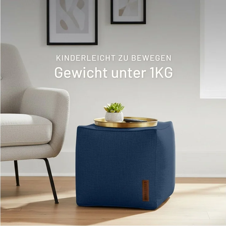 Green Bean Pouf Cube Linen (Indoor Sitzhocker Sitzkissen Fußhocker Relax-Sessel, Made in Germany), die ideale Ergänzung zum Sitzsack – Bild 2