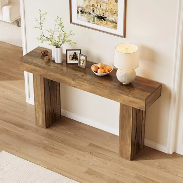 LITTLE TREE 63-Zoll-Schmaler Konsolentisch, moderner Sofatisch für den Flur, Eingangstisch für Wohnzimmer, Schlafzimmer, Home Office, Holzfarbe – Bild 6