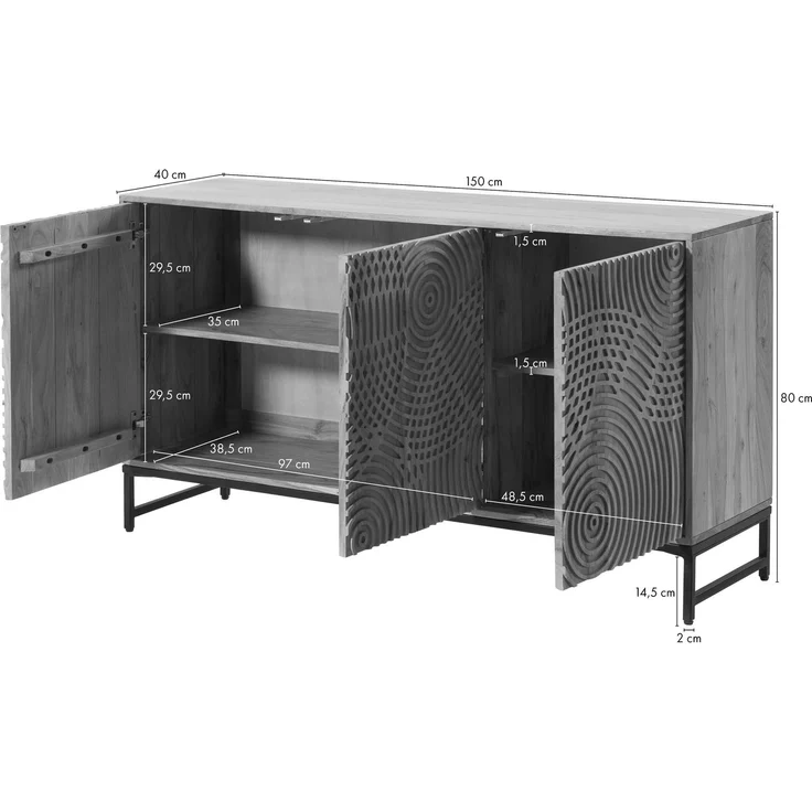 Sideboard Akazie 150x40x80 natur lackiert MARRAKESCH #115 – Bild 8