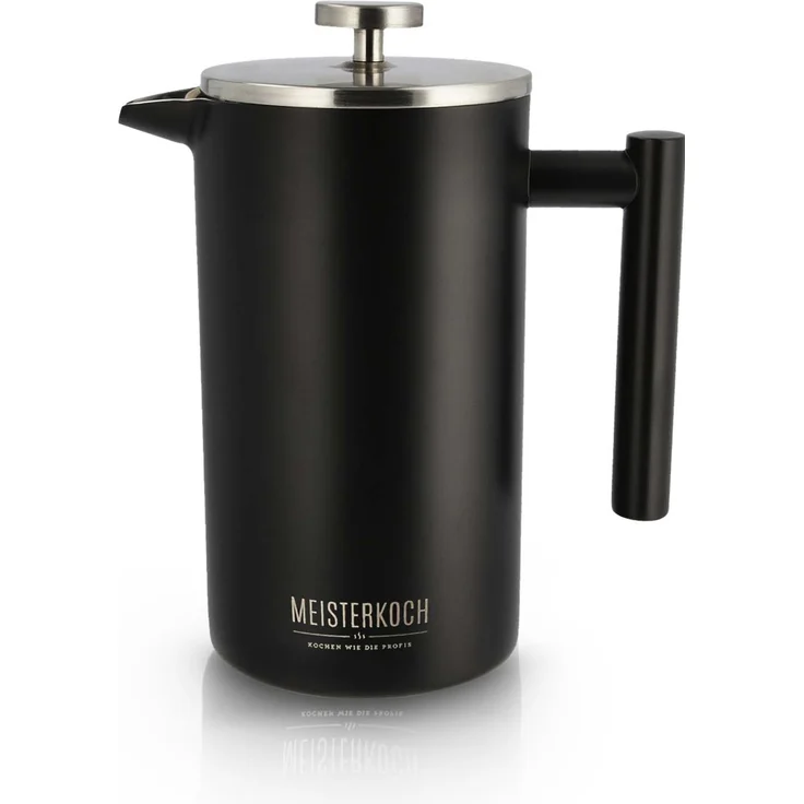 Meisterkoch French Press Kaffeepresse Thermo-Kaffeebereiter aus Edelstahl in schwarz, 1 Liter, 5-7 Tassen, doppelwandig isoliert, rostfrei, nachhaltig, für Camping, Reisen und Zuhause – Bild 6