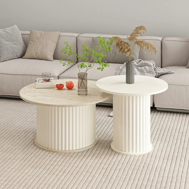 Skye Decor 'Valento - 20220' Couchtisch, Mondstein / Travertin, 60,8 x 53,43 x 60,8 cm – Bild 3