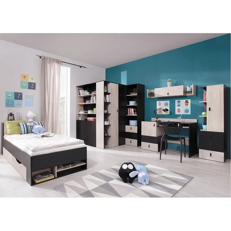 Lomadox Kleiderschrank PITTSBURGH-133 begehbar, 135x135 cm, schwarz/Eiche/beige – Bild 2