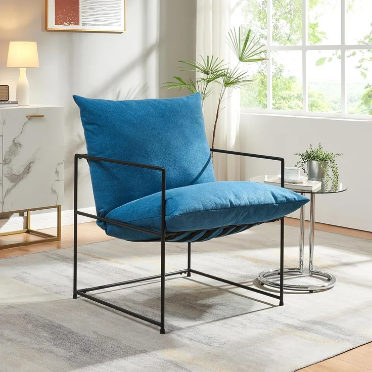 Sessel Utsjoki 90x61x70 cm Schwarz/Blau [en. casa] – Bild 1