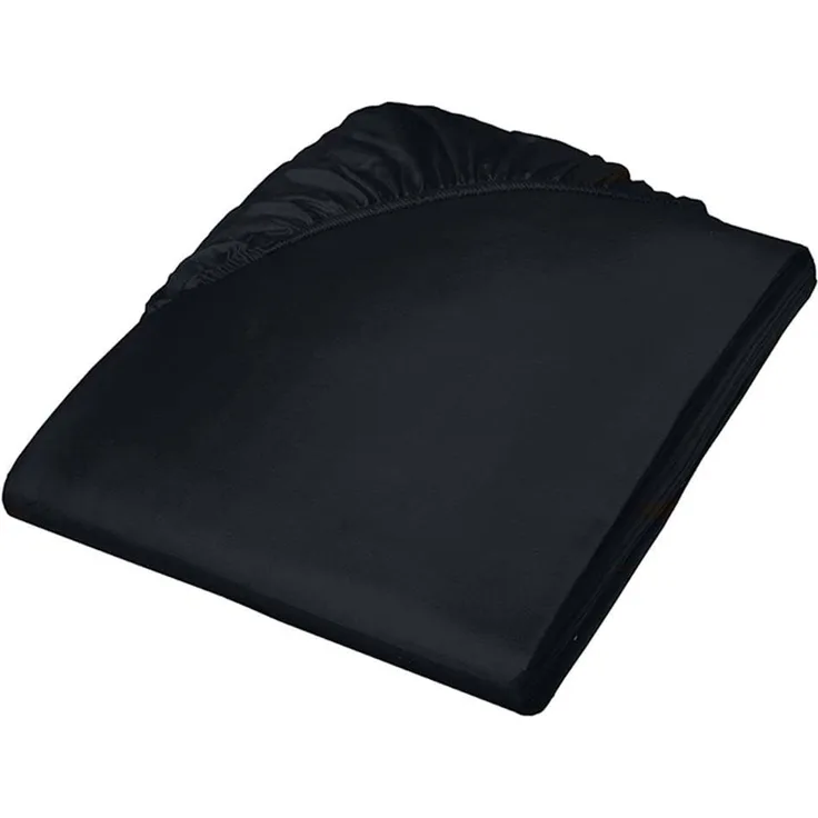 fleuresse Mako Satin Baumwolle Spannbettlaken Colours 160x200 cm Schwarz