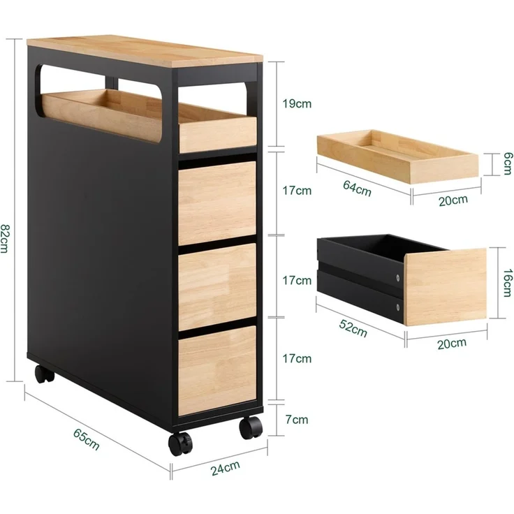 SoBuy BZR54-SCH Toilettenschrank mit Toilettenpapierhalter, MDF, Lackiert, Schwarz, 65 x 82 x 24 cm – Bild 3
