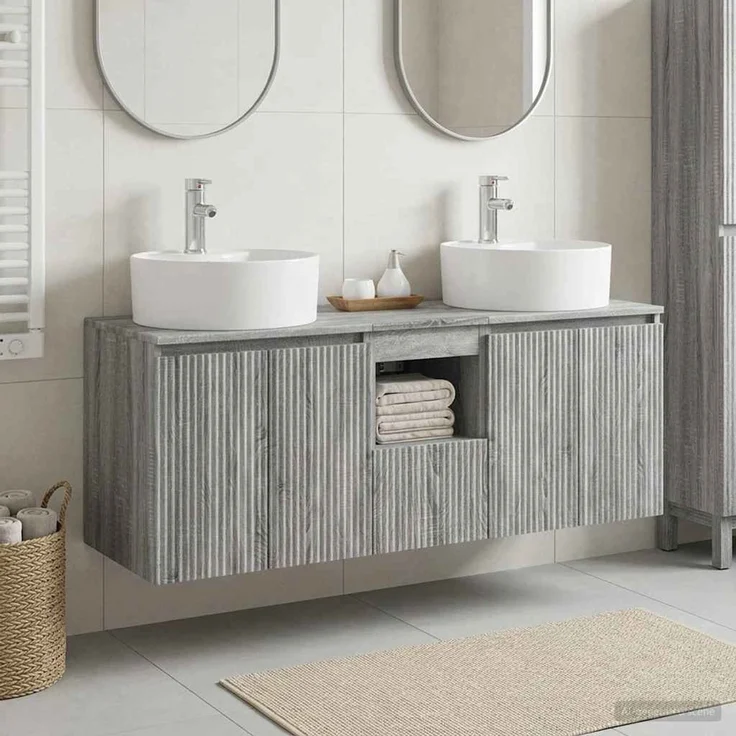 vidaXL Wandmontiertes Badezimmerschrank-Set 3 stk. Grau Sonoma 3405683 – Bild 1