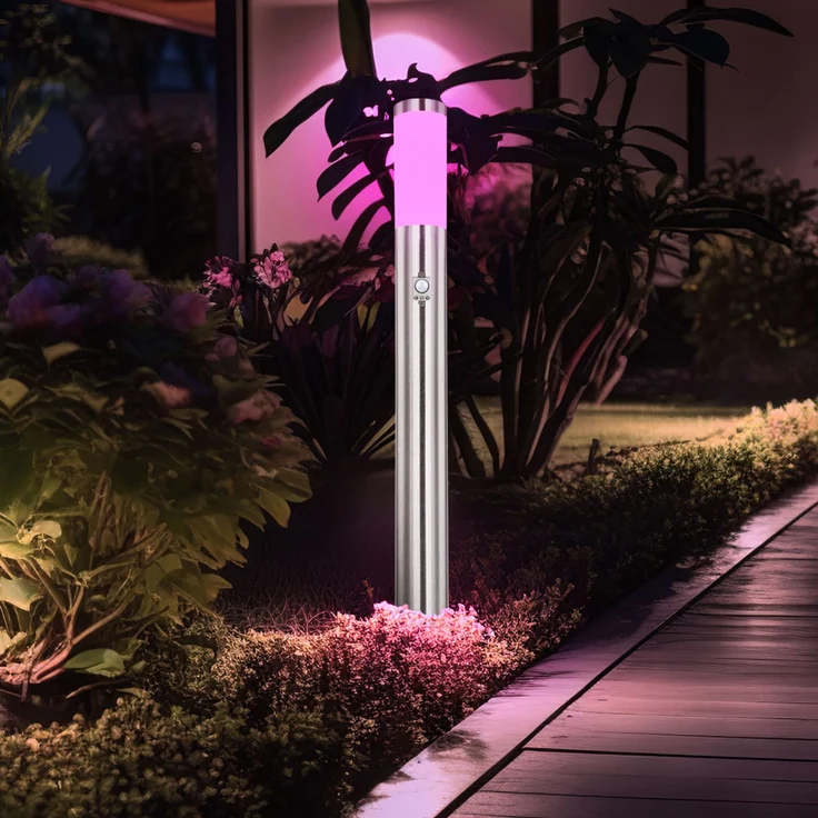 Smart RGB LED Stehleuchte, silber, Bewegungsmelder – Bild 7