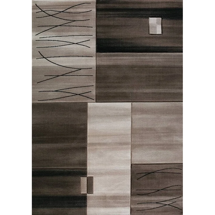 Vimoda Teppich Teppich Wohnzimmer Braun Beige Kacheloptik, Rechteckig, Höhe: 12 mm, Läufer dicht mit Farbverlauf und Konturenschnitt – Bild 3