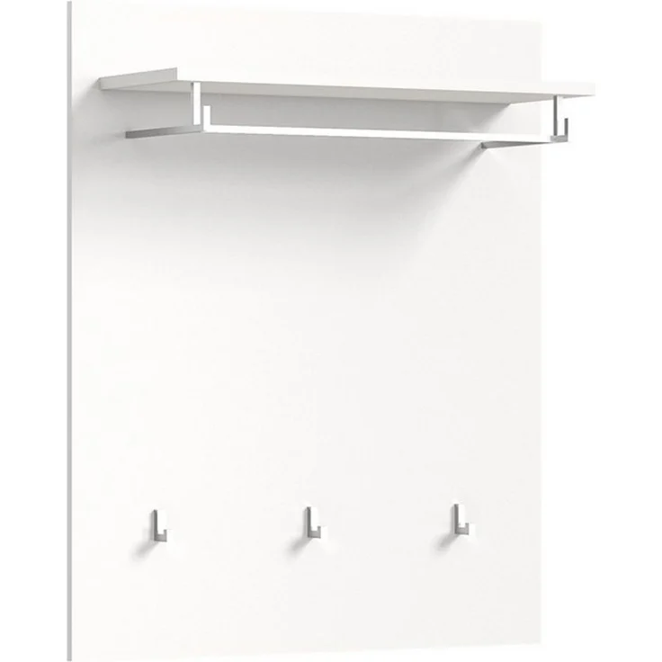 xonox. home Garderobe Solero X7WA9621 Wandgarderobe Garderobenpaneel in Weiß Nachbildung und weiß Hochglanz tiefzieh, ca. B/H/T: 80 x 96 x 25 cm – Bild 4