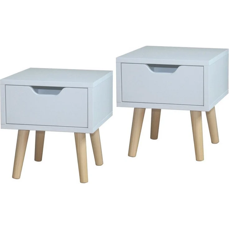 HTI-Living Nachttisch Nachttisch 1 Schublade 2er-Set Thekla Weiß (Set, 2-St, 2 Nachttische), Beistelltisch Kommode – Bild 1