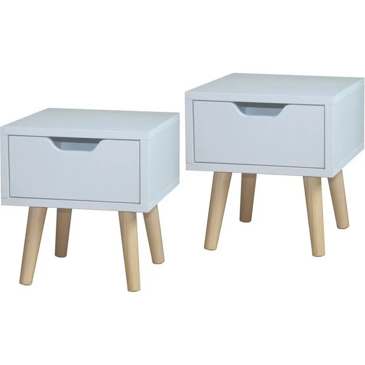 HTI-Living Nachttisch Nachttisch 1 Schublade 2er-Set Thekla Weiß (Set, 2-St, 2 Nachttische), Beistelltisch Kommode