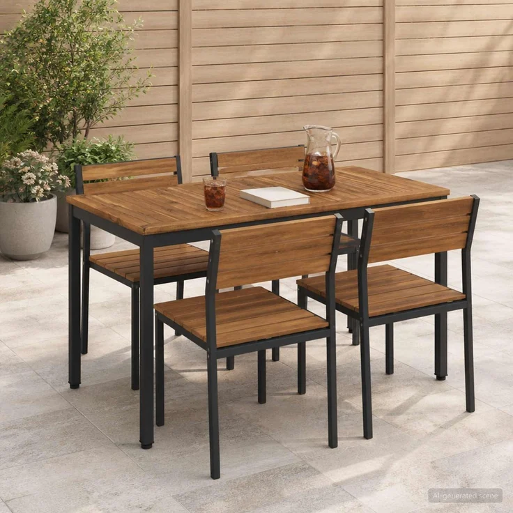 vidaXL Gartentisch NAARDEN Natürlich und Schwarz 108,5 x 55 x 75 cm 901313 – Bild 1