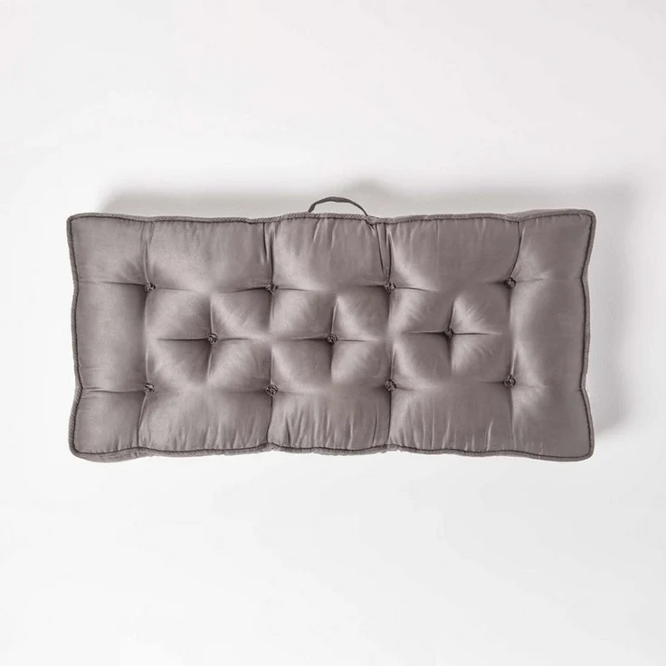 Homescapes Sitzkissen Sofa-Auflage 100 x 48 cm mit Veloursbezug – dickes Sitzkissen grau – Bild 3
