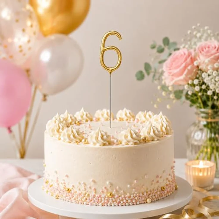 partydeco Tortenstecker, Wunderkerze Geburtstag 15cm Zahl 6 Gold 1 Stück – Bild 3
