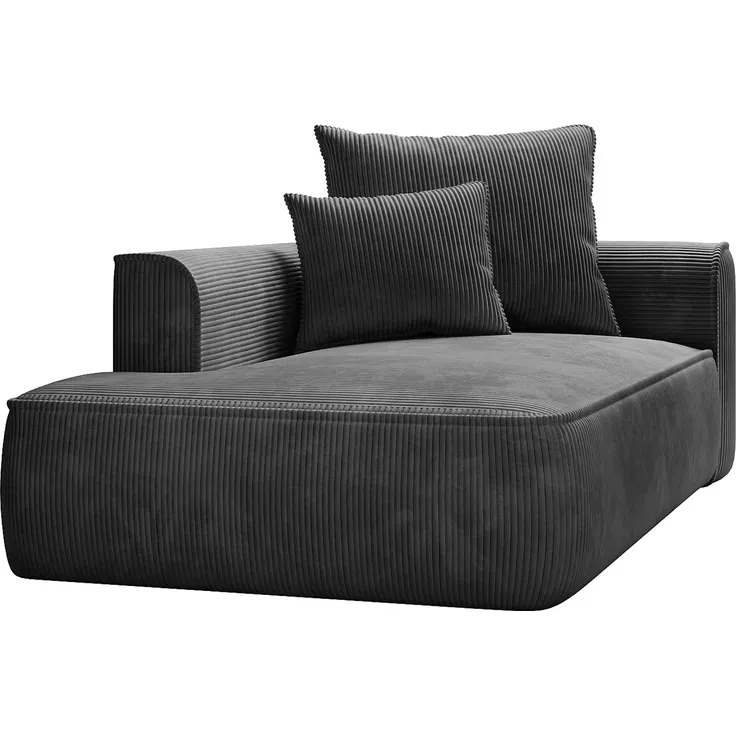 Vente-unique - PINETA Chaise longue SamtStoff Grau - B 115 cm x H 67 cm x L 180 cm – Bild 5