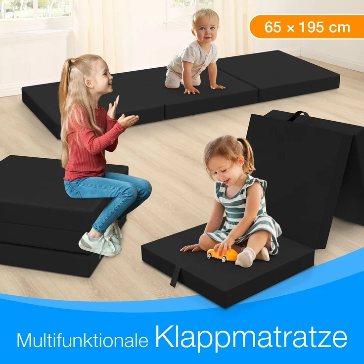 ELONEO Klappmatratze 65x195 cm, 9 cm hoch, Klappmatratze Kinder faltbar, klappbare Gästematratze, Faltbare Matratze, Reisematratze für Kinder und Erwachsene für Reisen und Camping – Bild 3