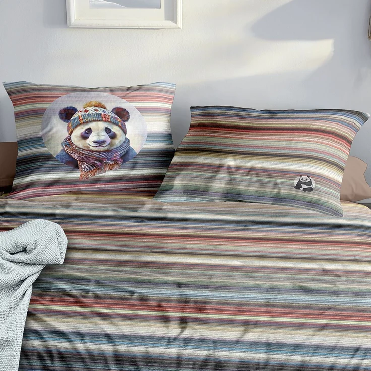 Irisette Flausch Cotton Bettwäsche Zobel 8705-90 Panda bunt 135x200 – Bild 3