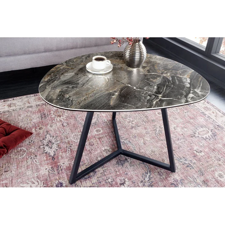 riess-ambiente Couchtisch MARVELOUS 70cm taupe / schwarz (Einzelartikel, 1-St), Wohnzimmer · Keramik · Glas · Metall · Marmor-Design – Bild 1