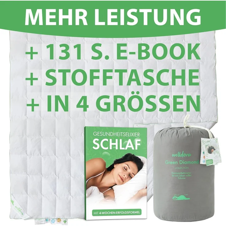 Welldora Komfort Bettdecke 200x200 Sommer | 100% Extraweiche Federn & Daunen | Fachärztlich geprüft, Oeko-Tex, Allergiker | Zertifiziert für Tierwohl | Dünne leichte Sommerdecke Daunendecke 200x200 – Bild 8