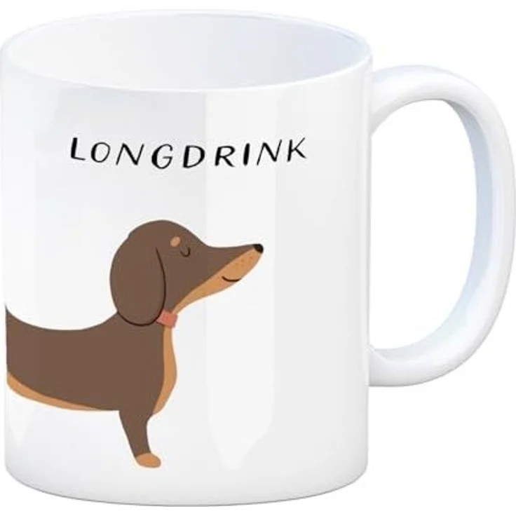 speecheese Tasse Dackel Kaffeebecher mit Spruch Longdrink – Bild 1