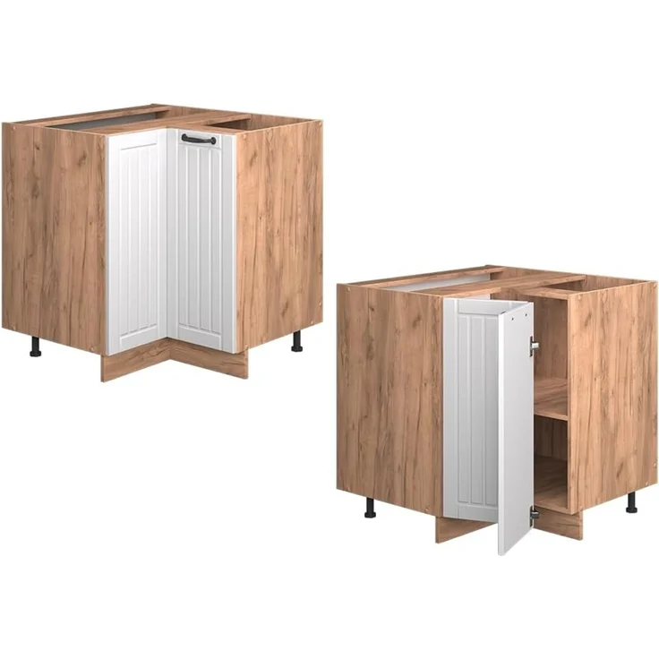 Eckunterschrank Fame-Line Weiß Landhaus 80.5 cm , AP Eiche Vicco – Bild 6